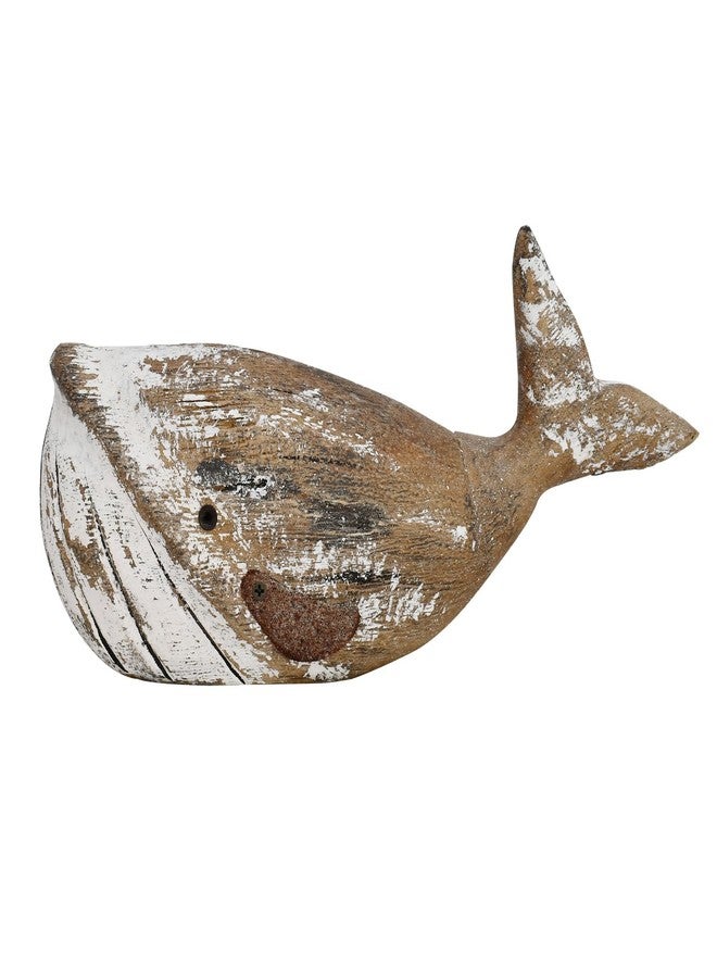 Linfevisi Wooden Whale Decor Tabletop Nautical Decor Solid Wood Whales Statue Sculpture Standing Coastal Decor Beach Figurines for Home Sea Decor for Bathroom Ocean Theme House Decor 4.9 Inches Tall - Image 1